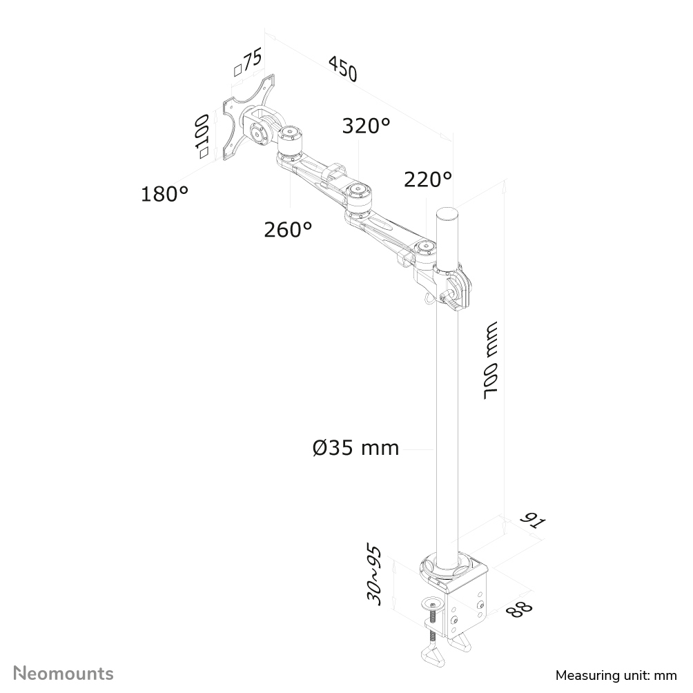 LCD Monitor Arm With 70cm Pole