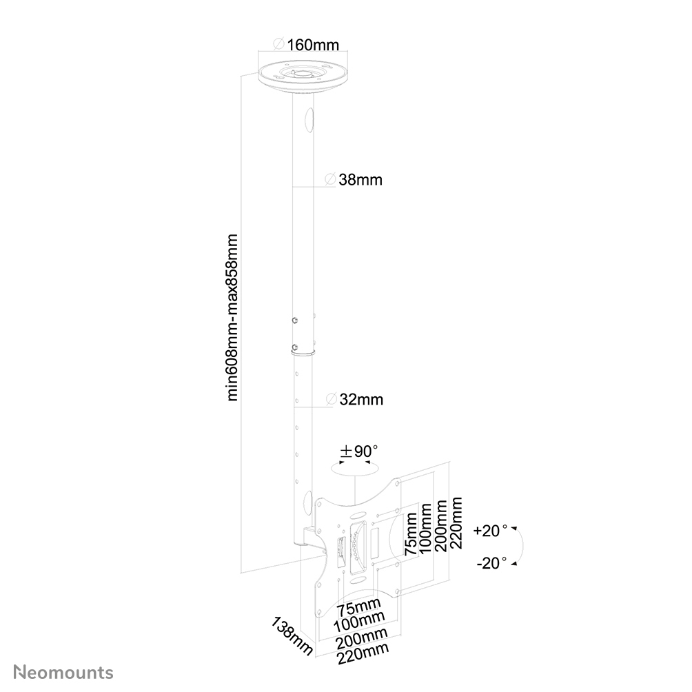 Flatscreen Ceiling Mount (height: 60-85 Cm)
