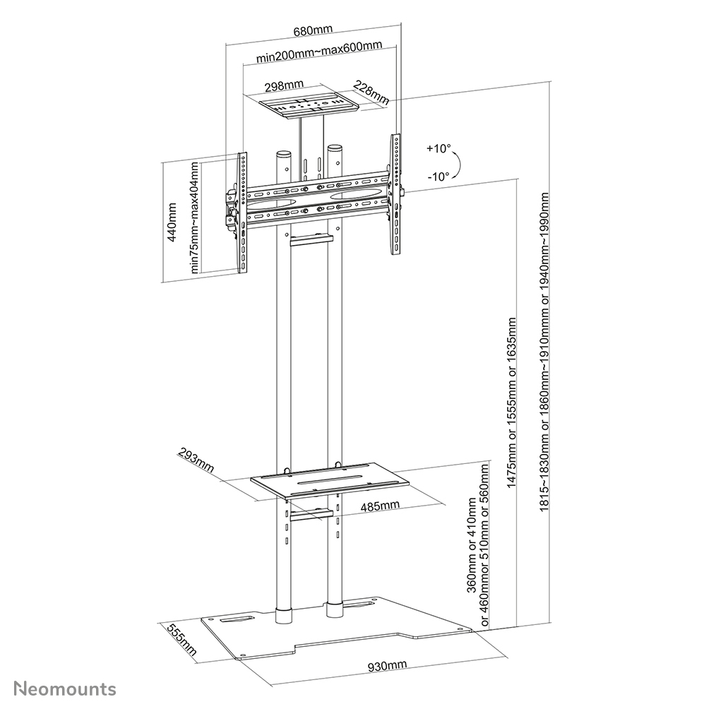 Flat Screen Floor Stand 32 - 55in Black