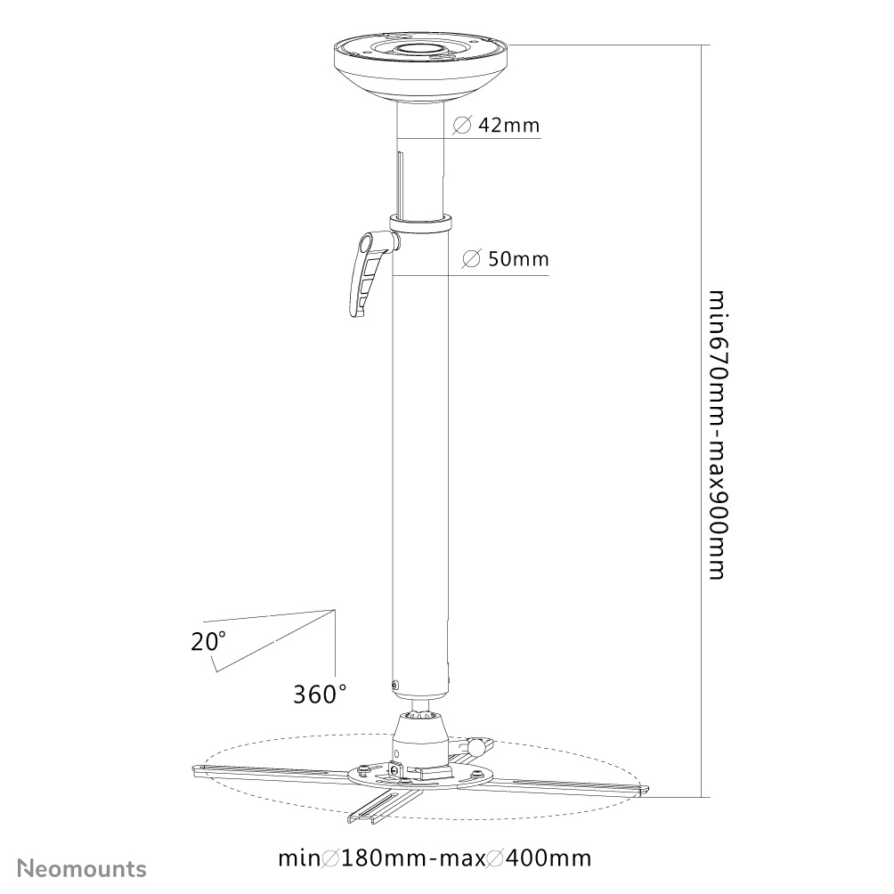 Neomounts Beamer Ceiling Mount 670-900mm