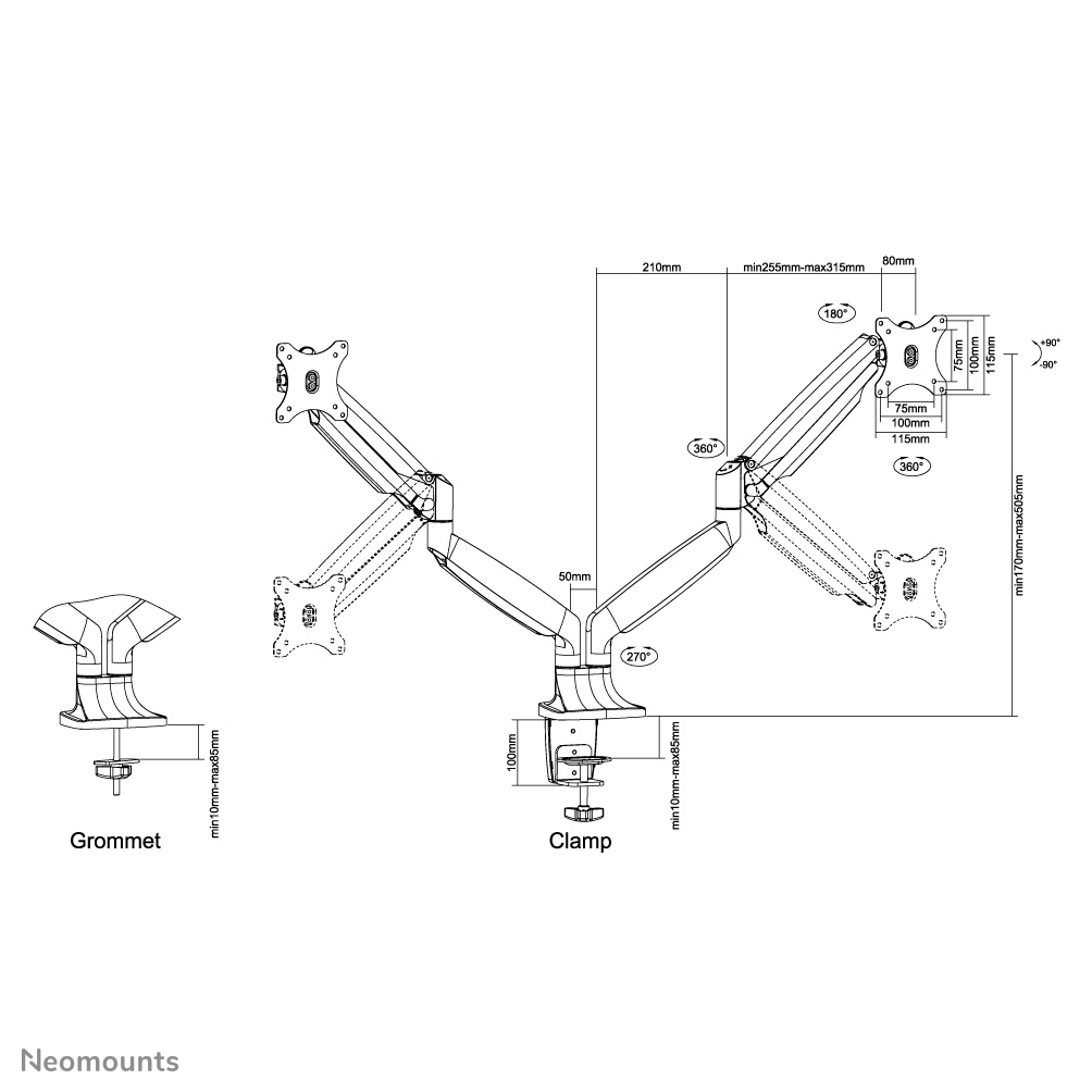 Monitor Mount - Desk - 1 Monitor - 10 To 30in - Silver
