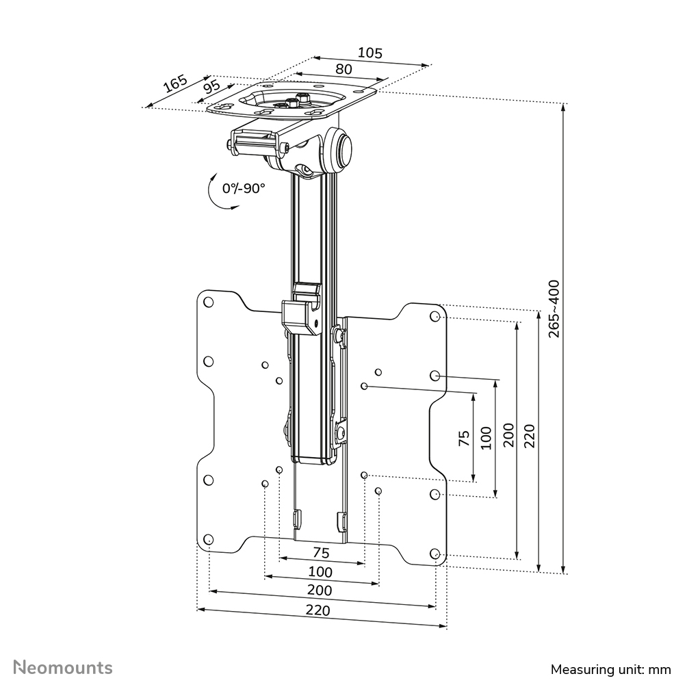 Flatscreen Ceiling Mount Black (height: 26.5-40cm)