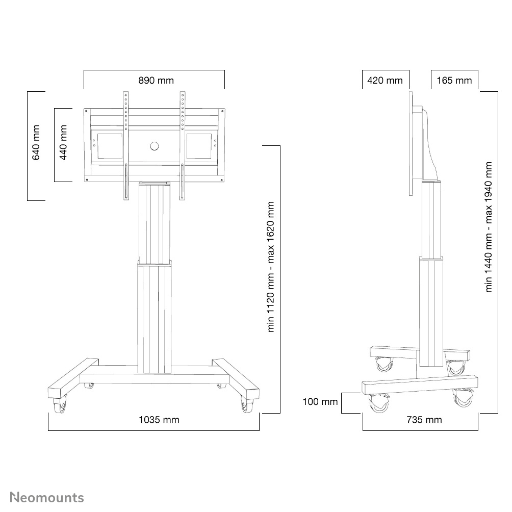 Mobile Motorized Floor Stand - 42 - 100in Black (plasma-m2500black)