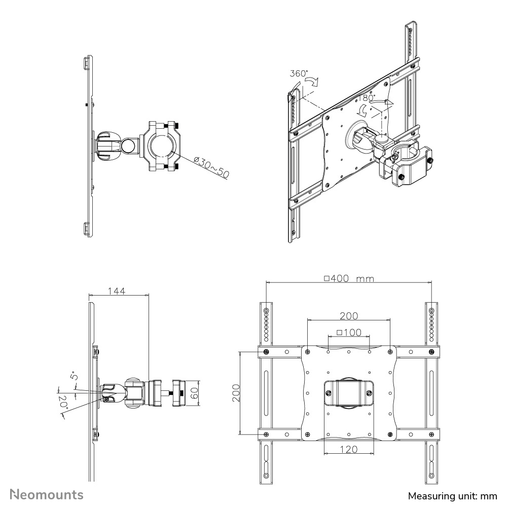 Flatscreen Pclamp/tmount 23-52in (fpma-wp440black)