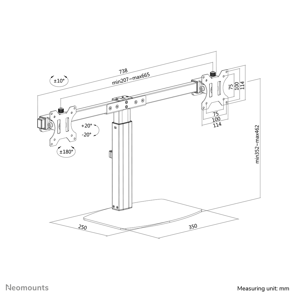 Newstar Flat Screen Desk Mount Stand 10-27in