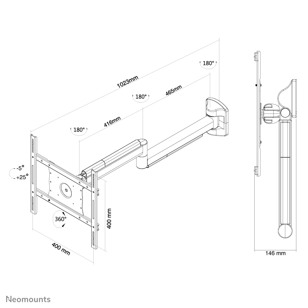 Flat Screen Wall Mount 102 Cm Long