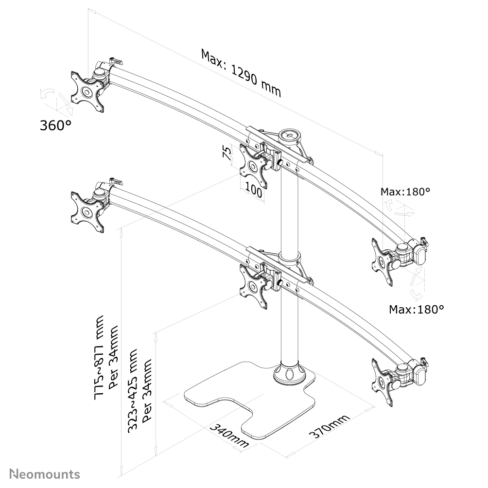 Flat Screen Desk Mount Stand/grommet