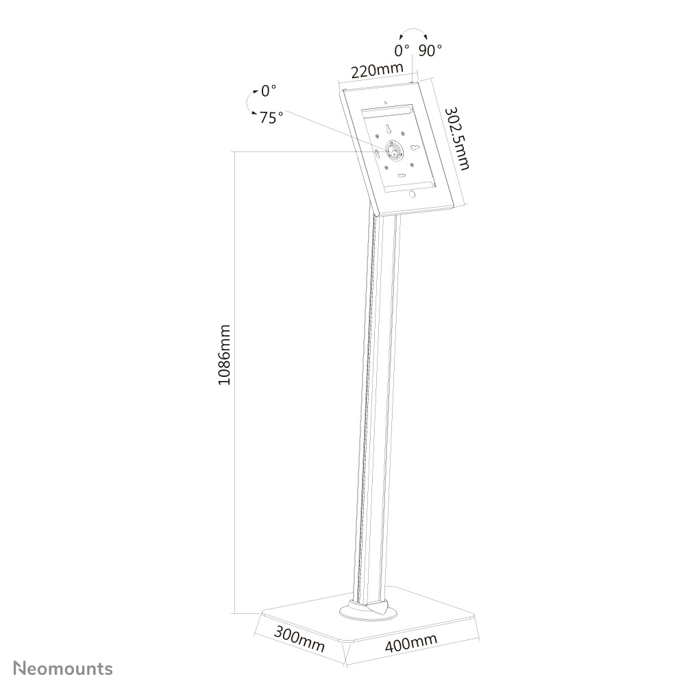 Tablet-s300white Flat Panel Floorstand Portable Flat Panel Floor Stand White