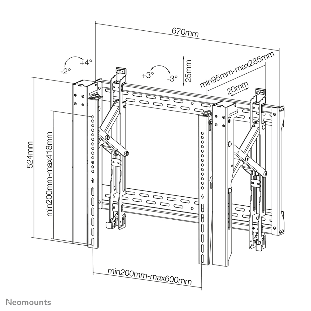 Flat Screen Wall Mount For Video Walls (pop-out / Stretchable)