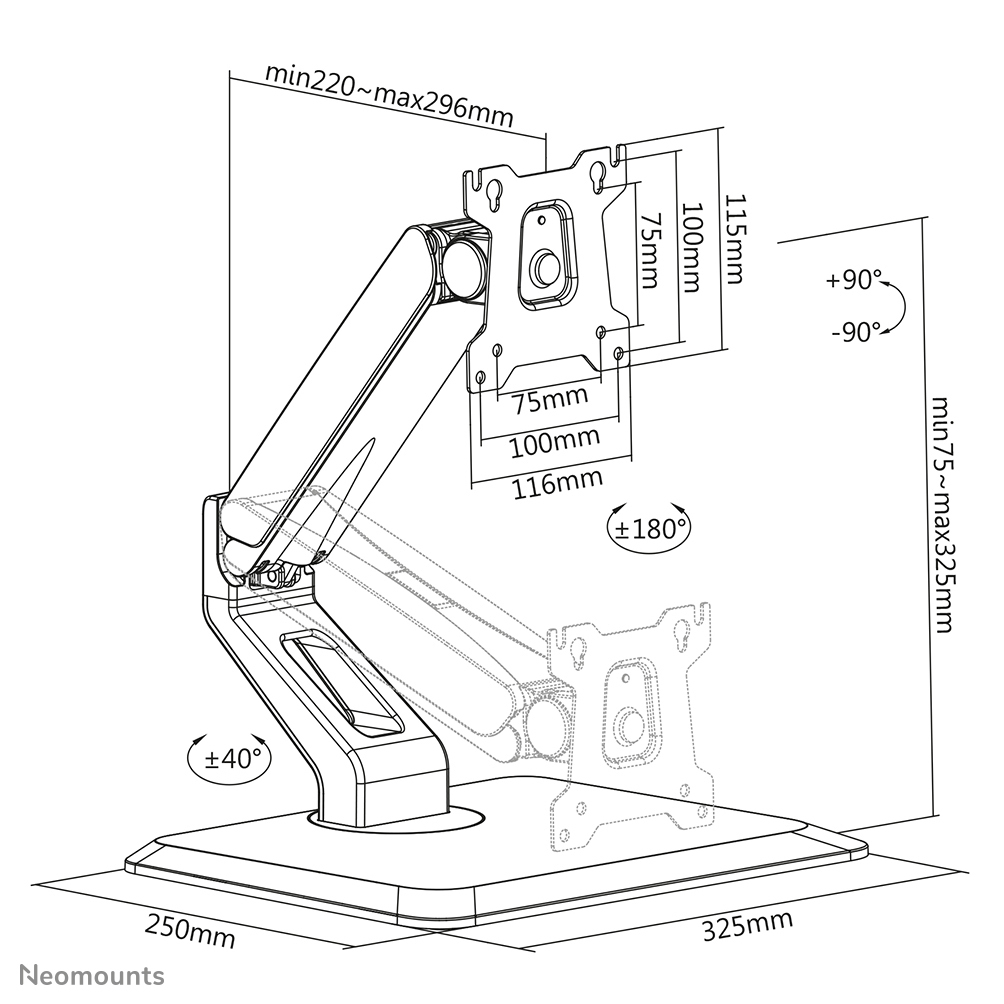 Flat Screen Desk Mount Stand For 10-32in Monitor Screen Black