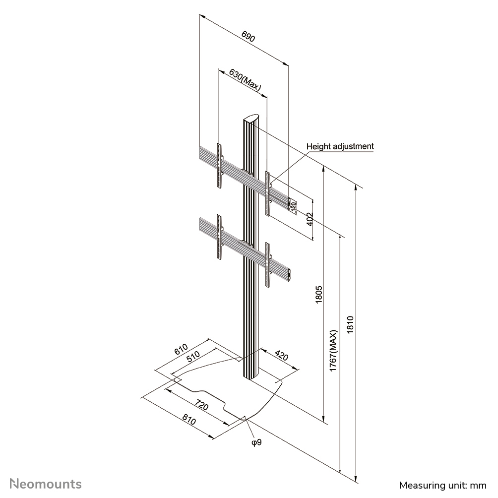 Monitor Mount - Floor Stand - 2 Monitor - 32 To 65in - Black