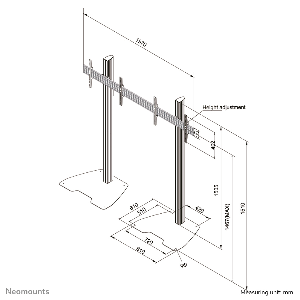 NeoMounts PRO Videowall Floor Stand for 32-55in/65in screen - Black