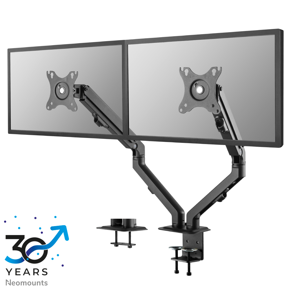 Desk Mount Stand/Grommet Dual Monitors 17-27in - Black