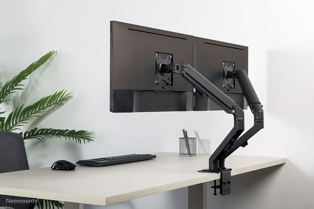 Desk Mount Stand/Grommet Dual Monitors 17-27in - Black
