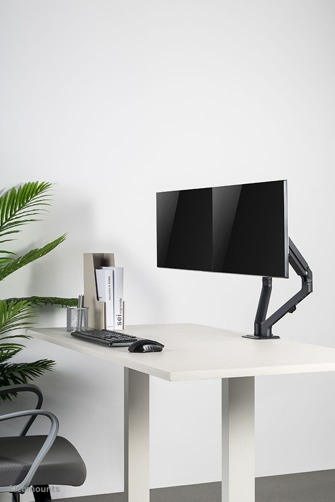 Desk Mount Stand/Grommet Dual Monitors 17-27in - Black