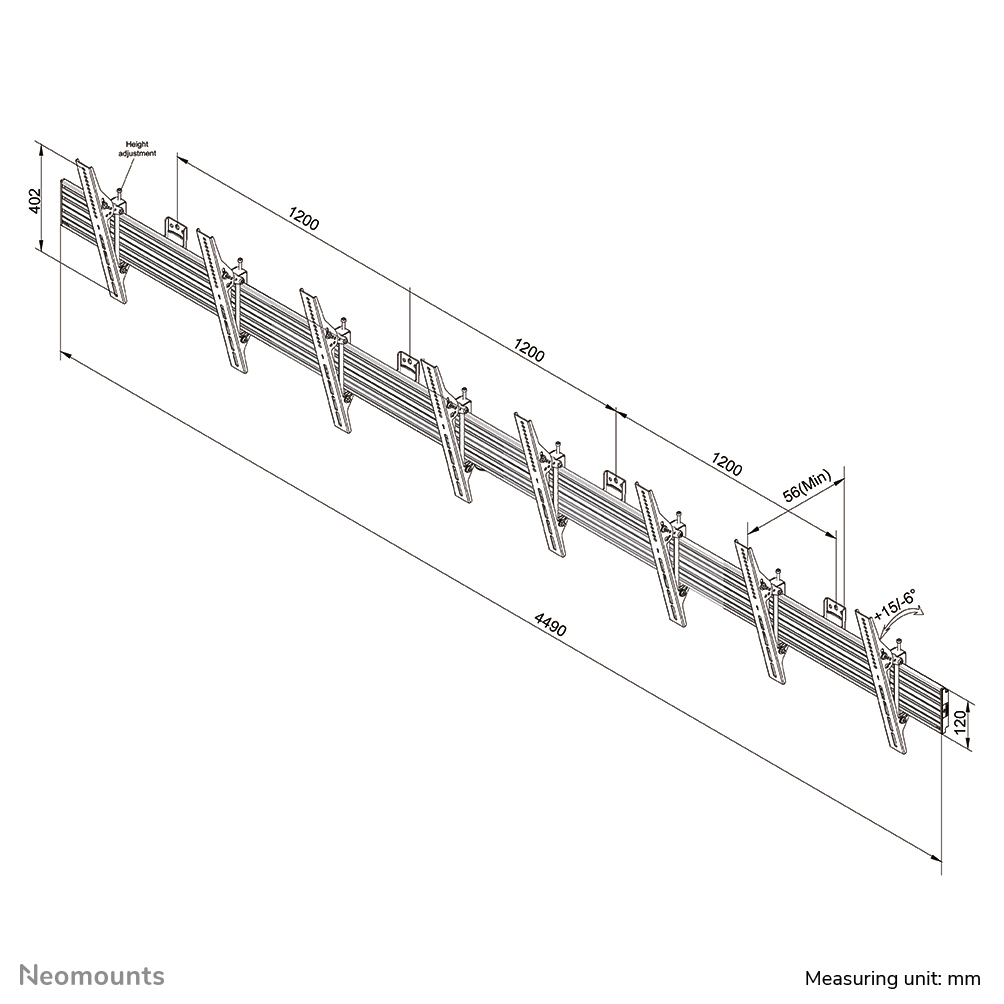 Newstar Menuboard Wall Mount For Four 32in-55in/65in Screens - Black