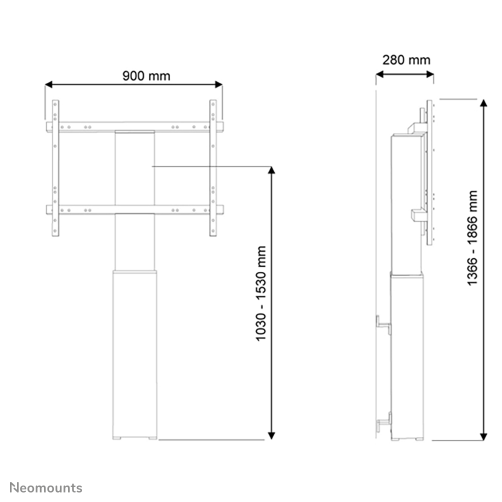 Motorised Tv/lfd Wall Mount For 42in-100in Screen Height Adjustable - Black