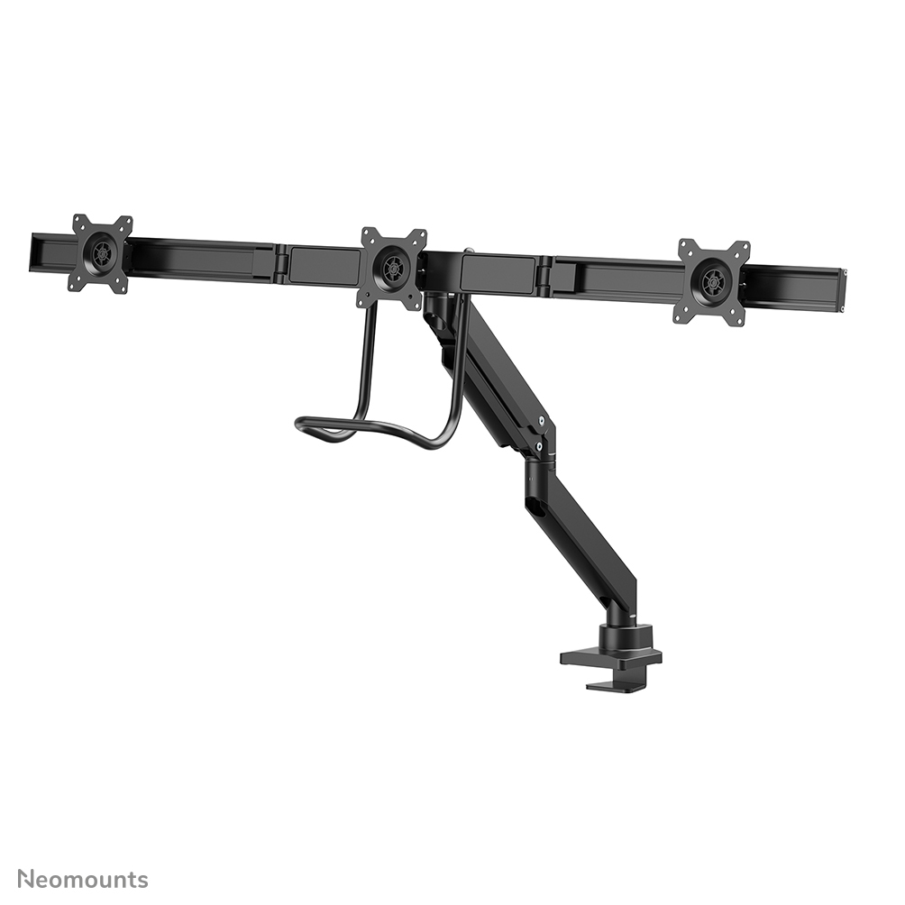 Full Motion Dual Desk Mount With Crossbar And Handle Height Adjustable Gas Spring- Black
