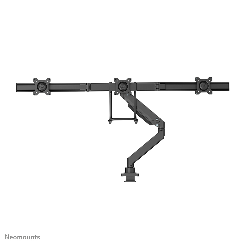 Full Motion Dual Desk Mount With Crossbar And Handle Height Adjustable Gas Spring- Black