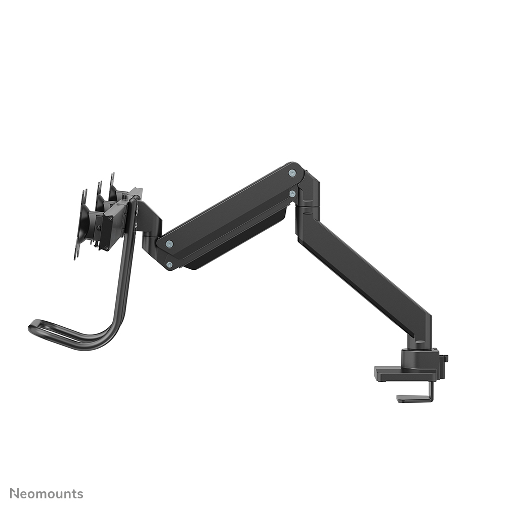 Full Motion Dual Desk Mount With Crossbar And Handle Height Adjustable Gas Spring- Black