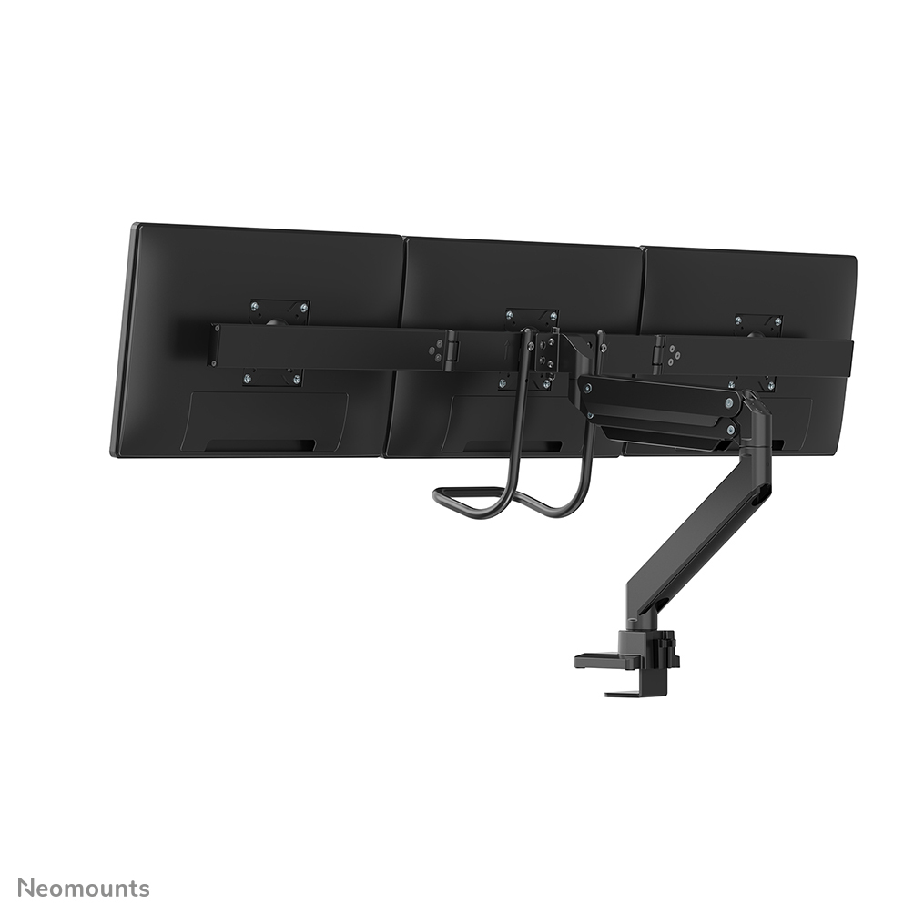 Full Motion Dual Desk Mount With Crossbar And Handle Height Adjustable Gas Spring- Black