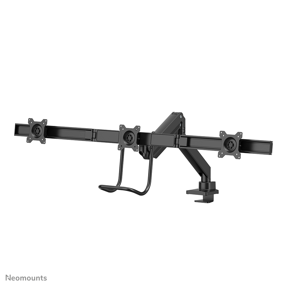 Full Motion Dual Desk Mount With Crossbar And Handle Height Adjustable Gas Spring- Black