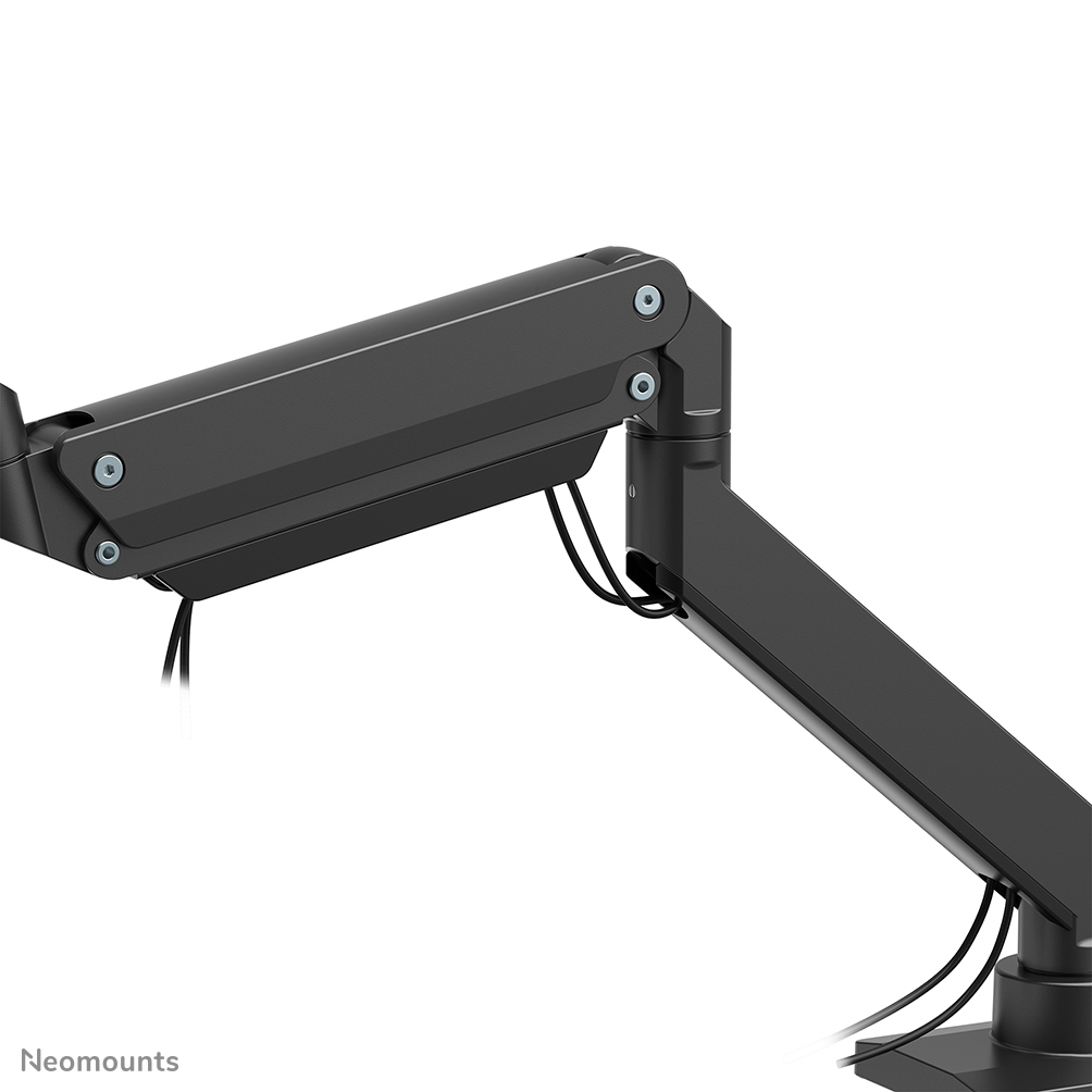 Full Motion Dual Desk Mount With Crossbar And Handle Height Adjustable Gas Spring- Black