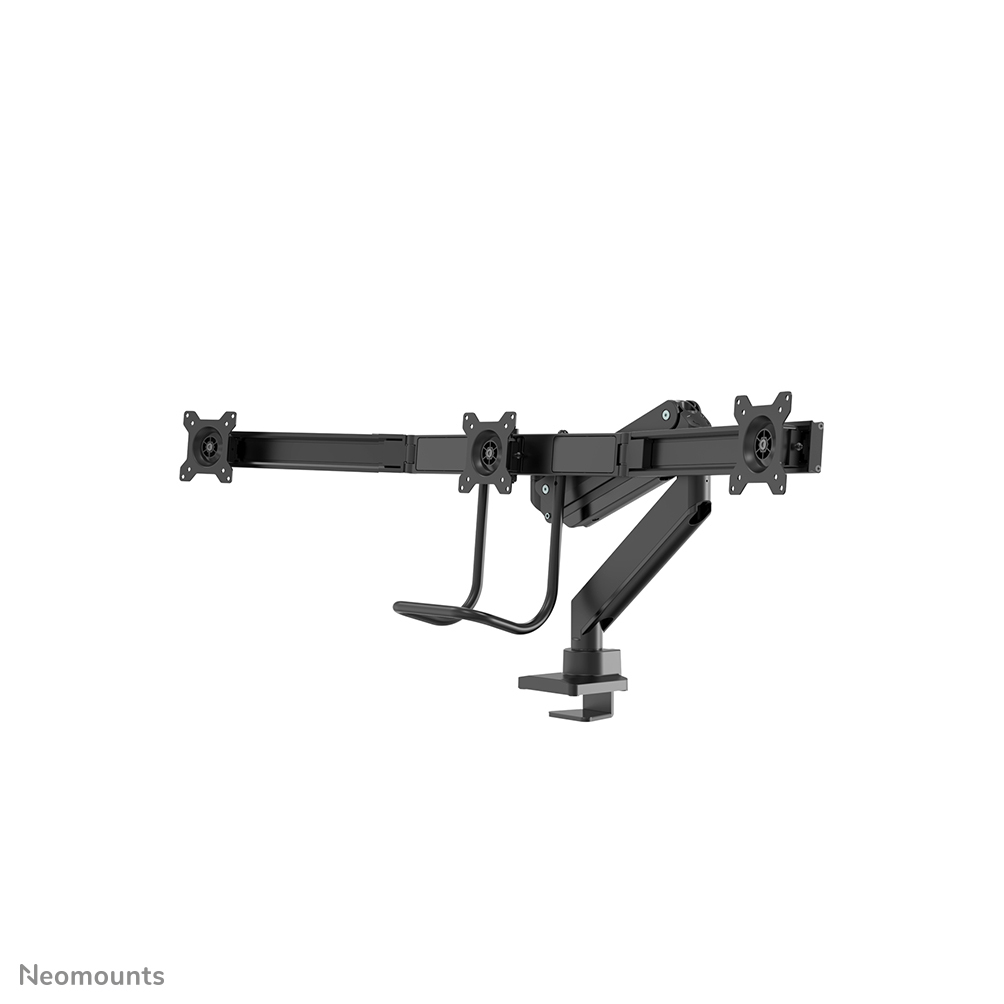 Full Motion Dual Desk Mount With Crossbar And Handle Height Adjustable Gas Spring- Black