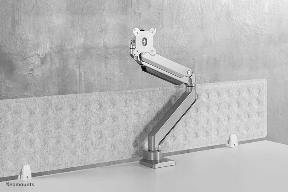 Full Motion Desk Mount For 10-49in Curved Monitor Screens Height Adjustable Gas Spring - Silver