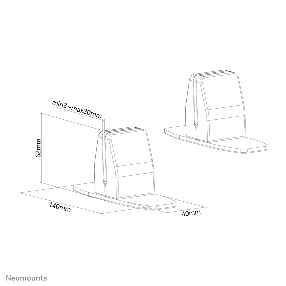 Neomounts Desk Clamp Set With Table Feet - Black