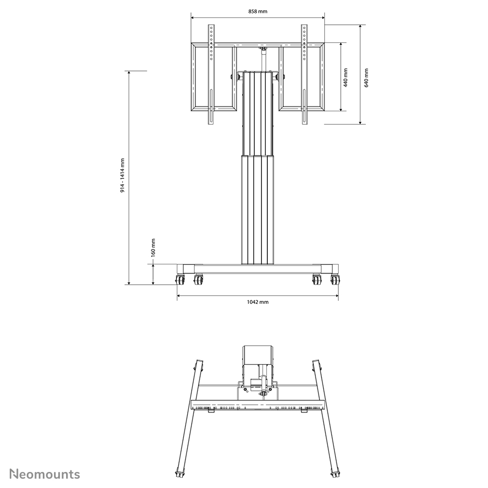 Motorised Floor Stand Tv/lfd Trolley For 42in - 100in Screen Silver