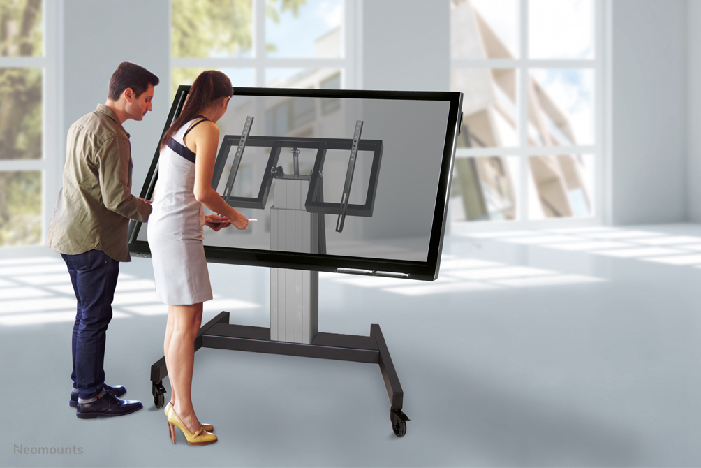 Motorised Floor Stand Tv/lfd Trolley For 42in - 100in Screen Silver