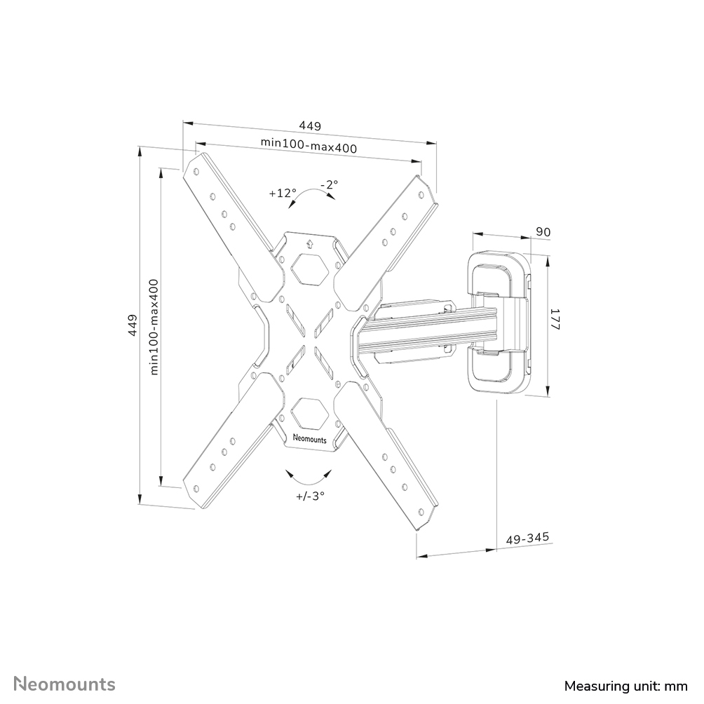 Neomounts Select WL40S-850BL14 Fixed Wall Mount For 32-65in Screens - Black