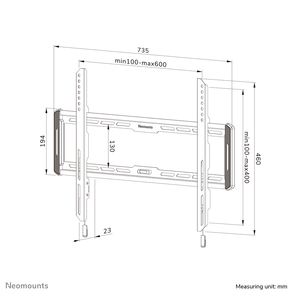 Neomounts WL30-550BL16 Fixed Wall Mount for 40-75In Screens - Black