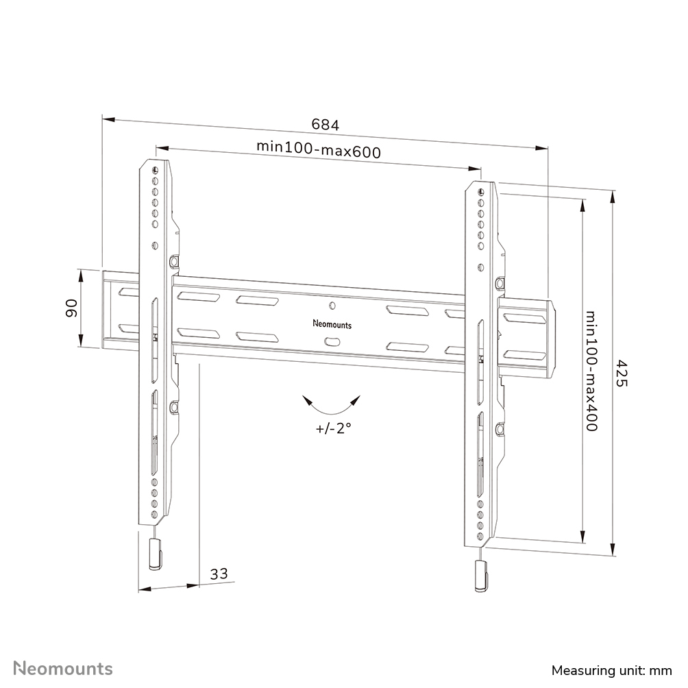 Neomounts Select WL30S-850BL16 Fixed Wall Mount for 40-82in Screens - Black