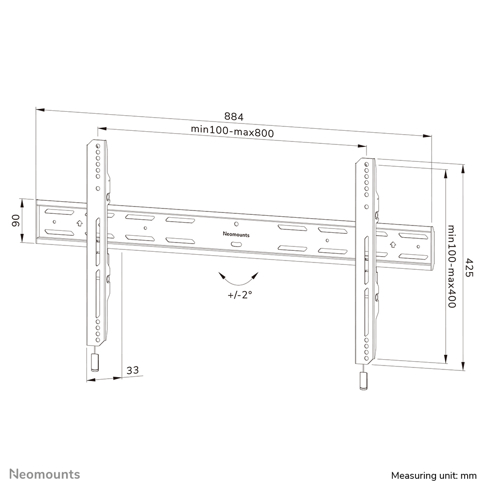 Neomounts Select WL30S-850BL18 Fixed Wall Mount for 43-98in Screens - Black