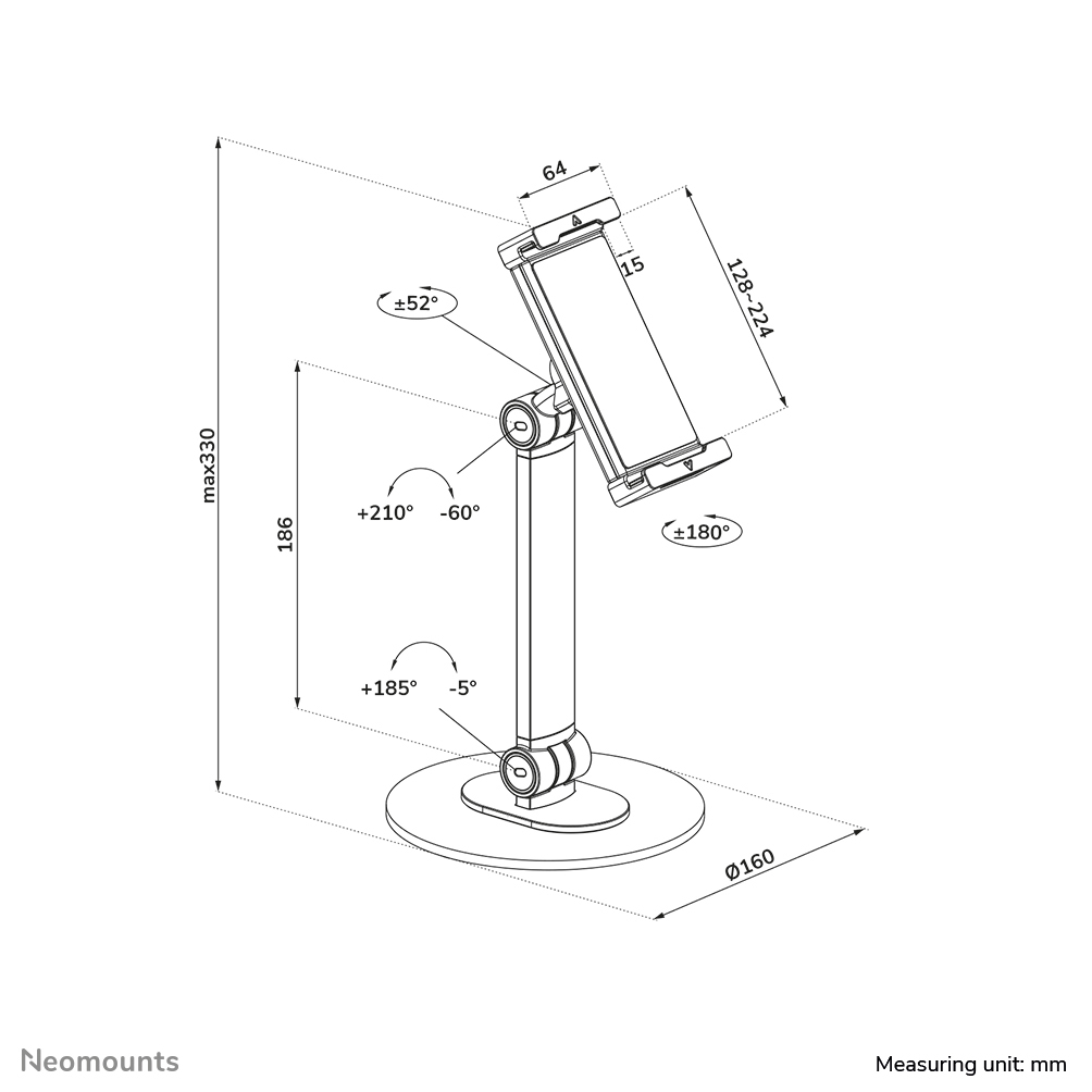 Neomounts Universal Tablet Stand Height 33cm For 4.7-12.9in Tablets - White