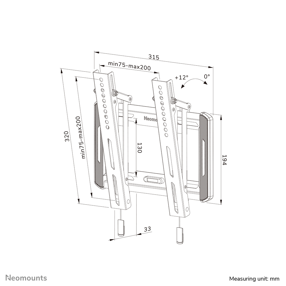 Neomounts Tiltable Wall Mount for 24-55in Screens - Black