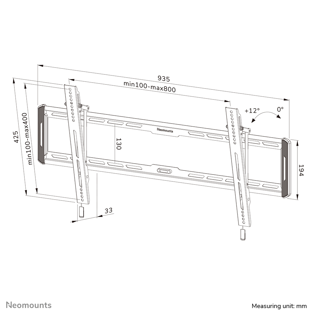 Neomounts Tiltable Wall Mount For 43-86in Screens - Black