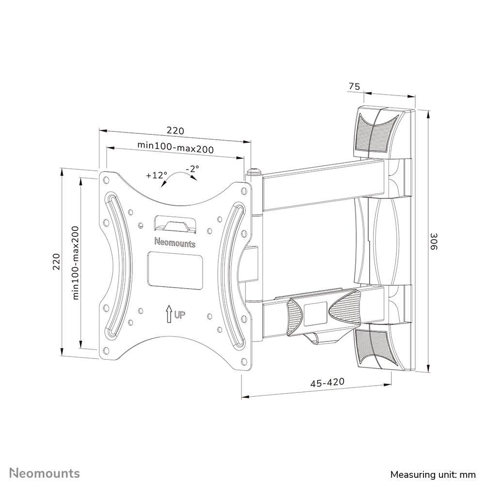 Neomounts Screen Wall Mount (full Motion 3 Pivots Vesa 200x200)