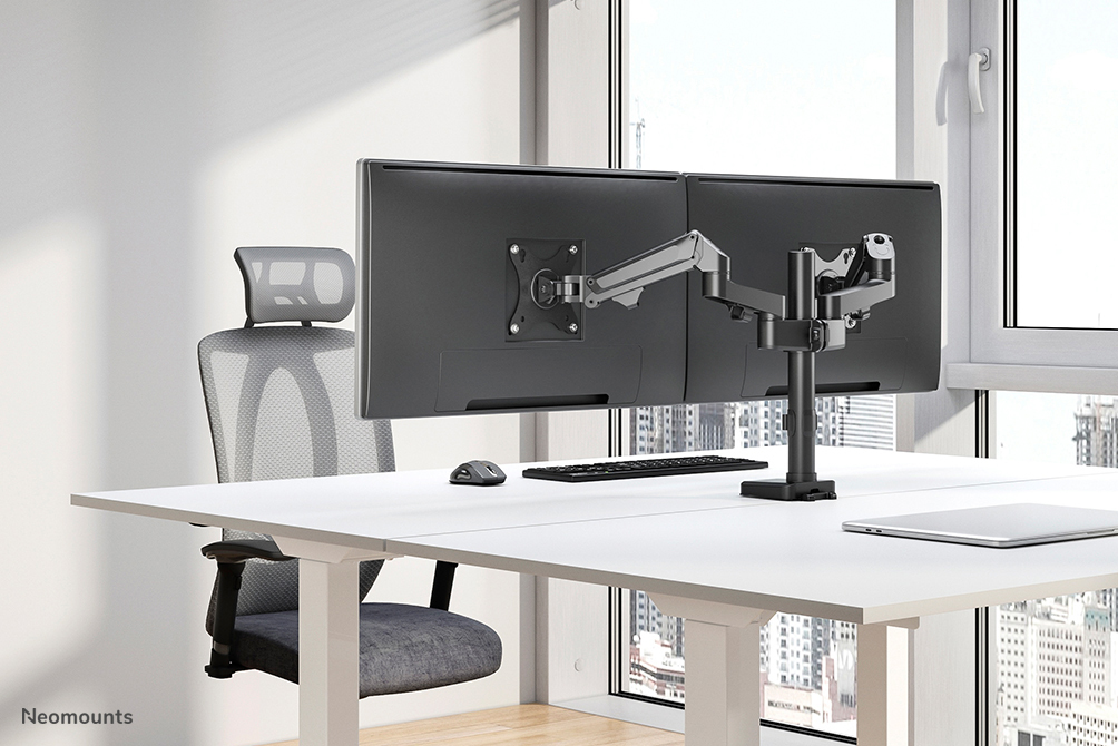 Full Motion Monitor Desk Mount For 17-27in 2 Screens - Black