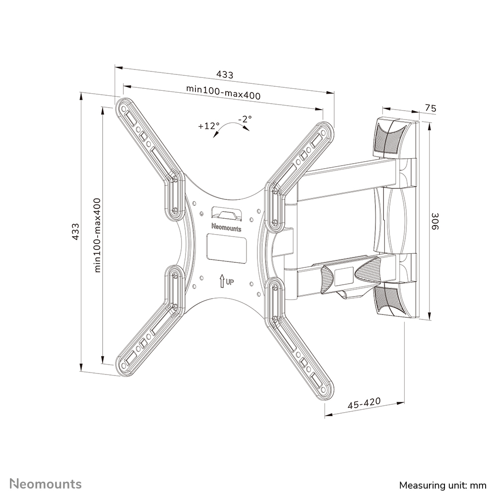 Neomounts By Newstar Screen Wall Mount (full Motion 3 Pivots  Vesa 400x400)