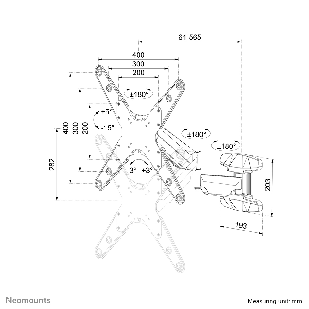 Newstar Wall Mounted Gas Spring Tv Mount