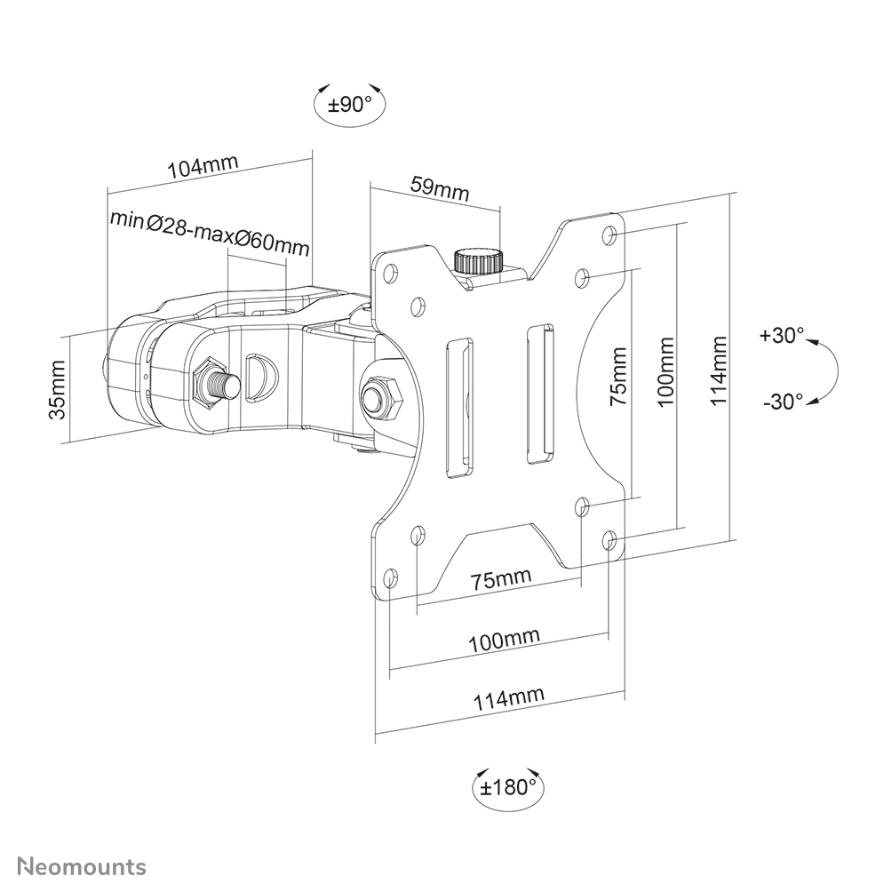 Newstar Screen Pole Clamp / T