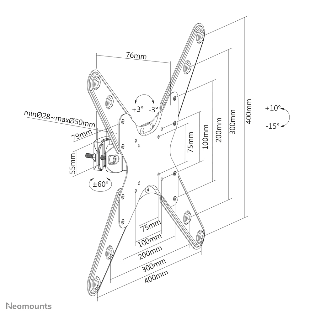 Neomounts Tilt / Rotate/ Swivel Tv Pole Mount For 32-55in Screens - Black