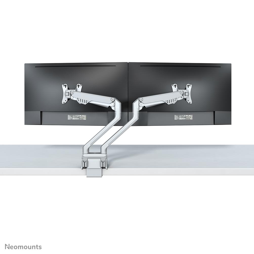 Full Motion Desk Mount for 10-32in Monitor Screen Height Adjustable (gas spring) - Silver