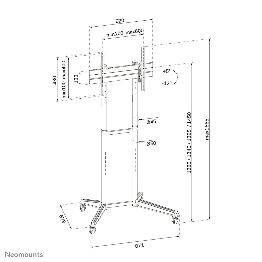 Neomounts Mobile Floor Stand For 37-70in Screens - Black