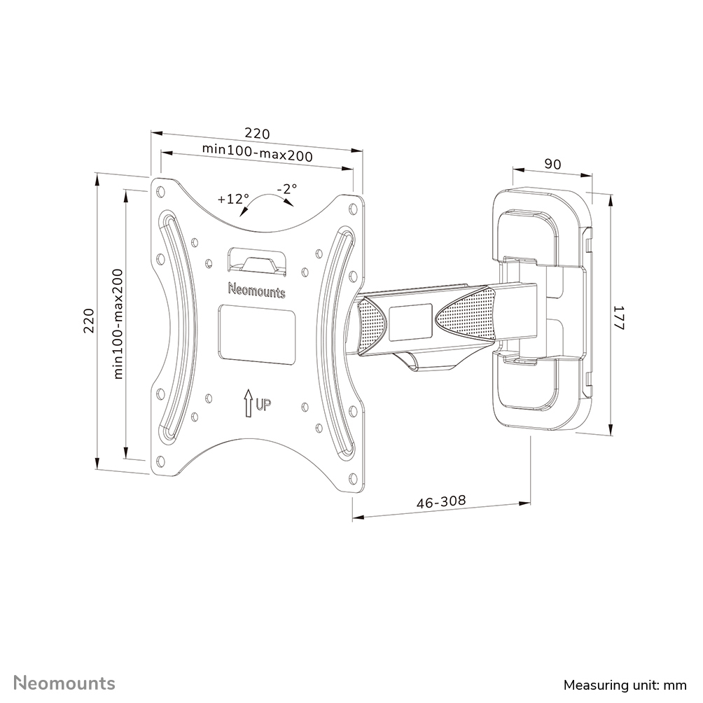 Neomounts WL40-540BL12 full Motion Wall Mount for 32-55in Screens - Black
