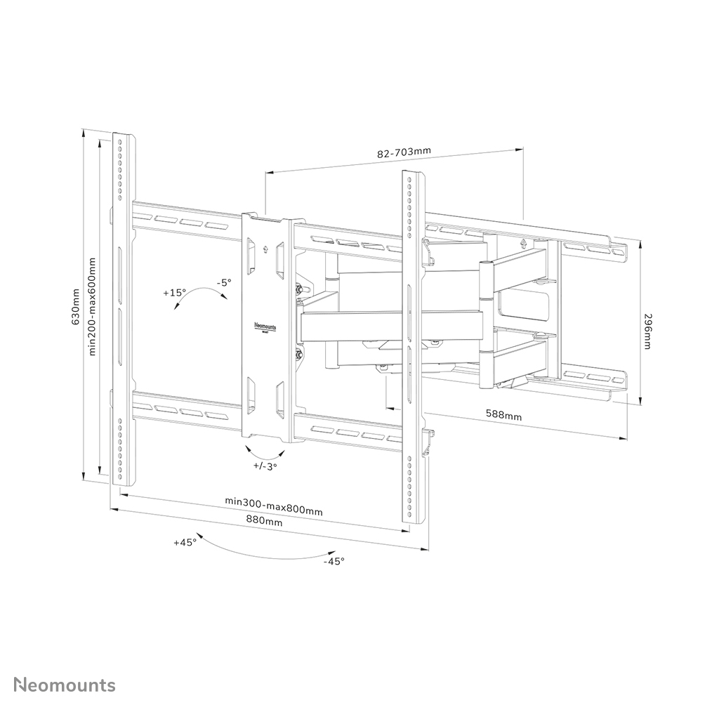 Neomounts Select Full Motion Wall Mount For 55-110in Screens - Black