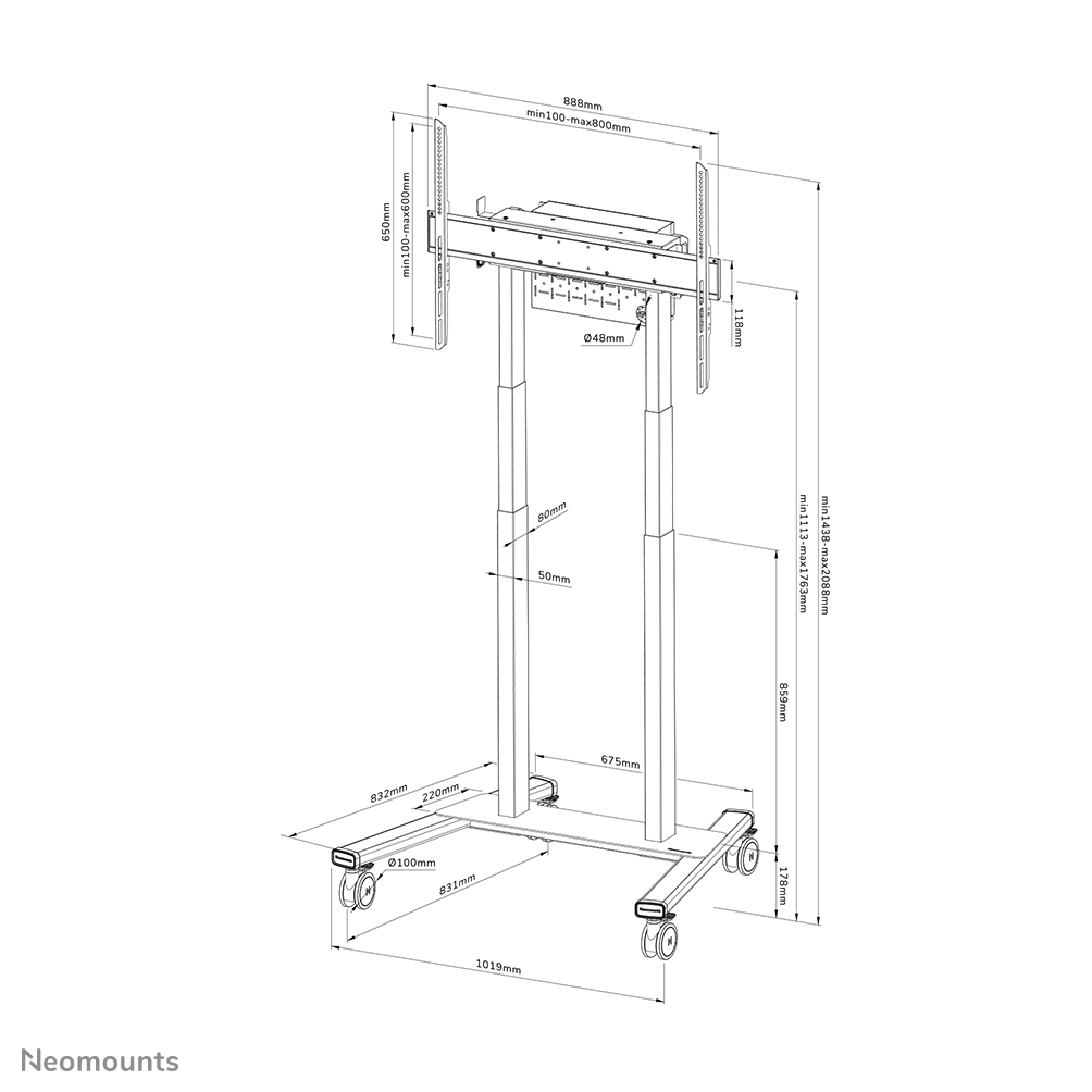 Neomounts Motorised Floor Stand For 37-100in Screens - Black